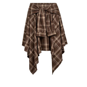 Co'Couture Dagny Check Tie Skirt - Brown