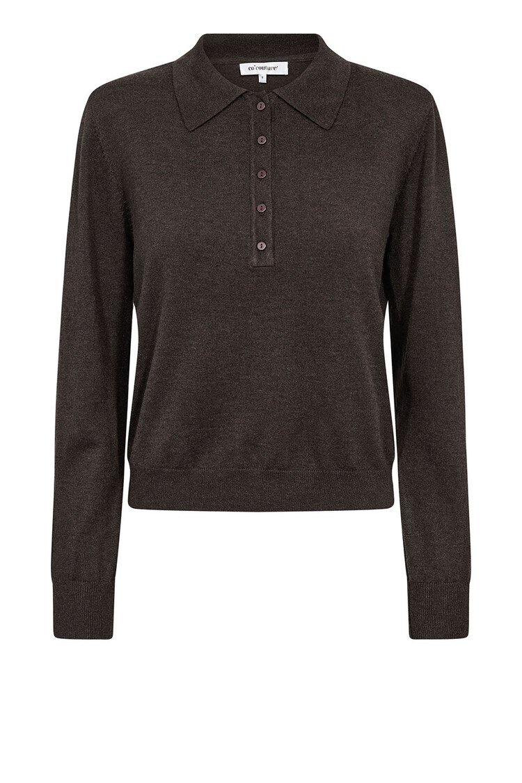 Co'Couture Cory Padded Polo Knit - Dark Brown
