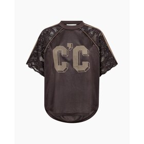 Co'Couture Trey Logo Lace Top - Dark Brown
