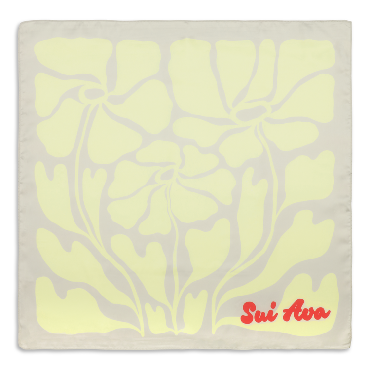 Sui Ava Soft Floral Scarf- Grey - Yellow