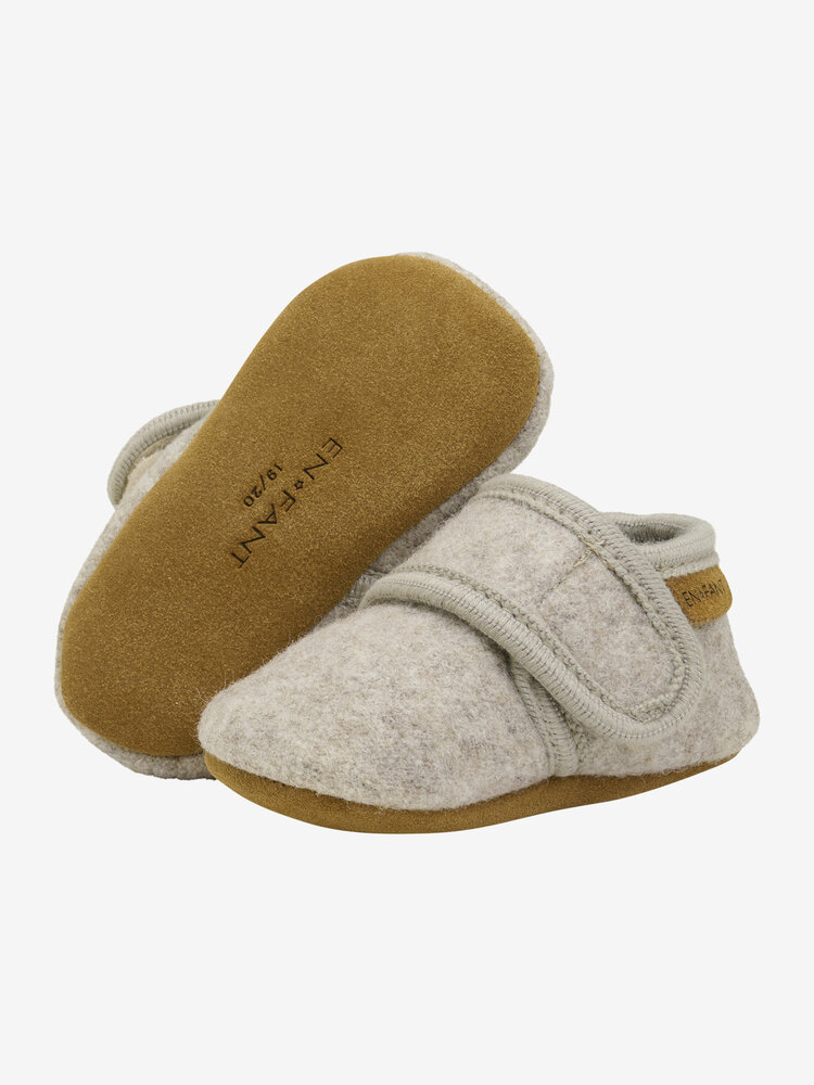 Enfant Baby wool slofjes - Sand Melange