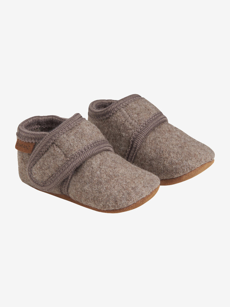 Enfant Baby wool slofjes - Walnut Melange