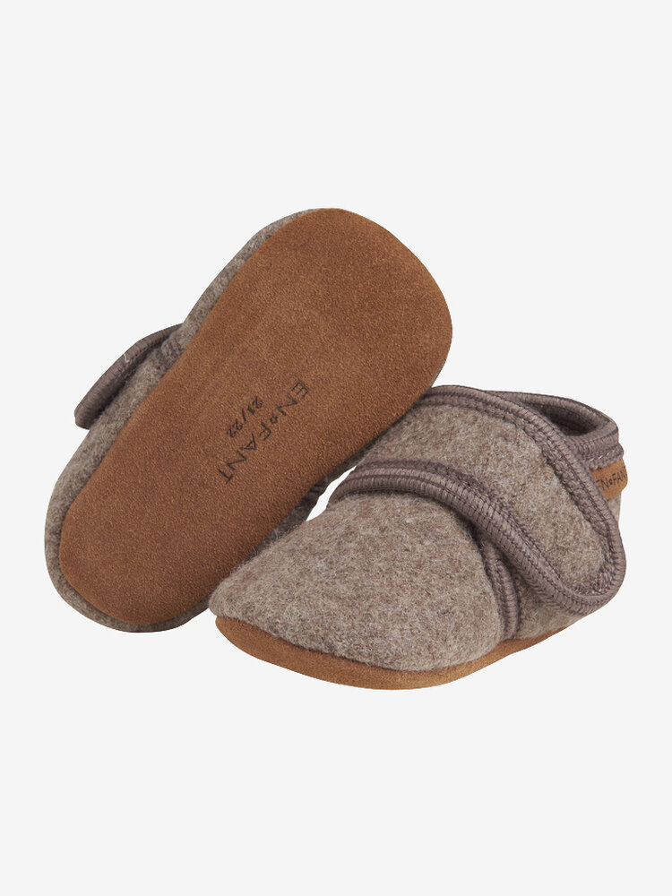 Enfant Baby wool slofjes - Walnut Melange
