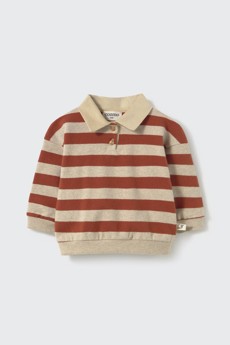 Cozmo Baby Polo Sweater Palau - Ginger Stone Striped