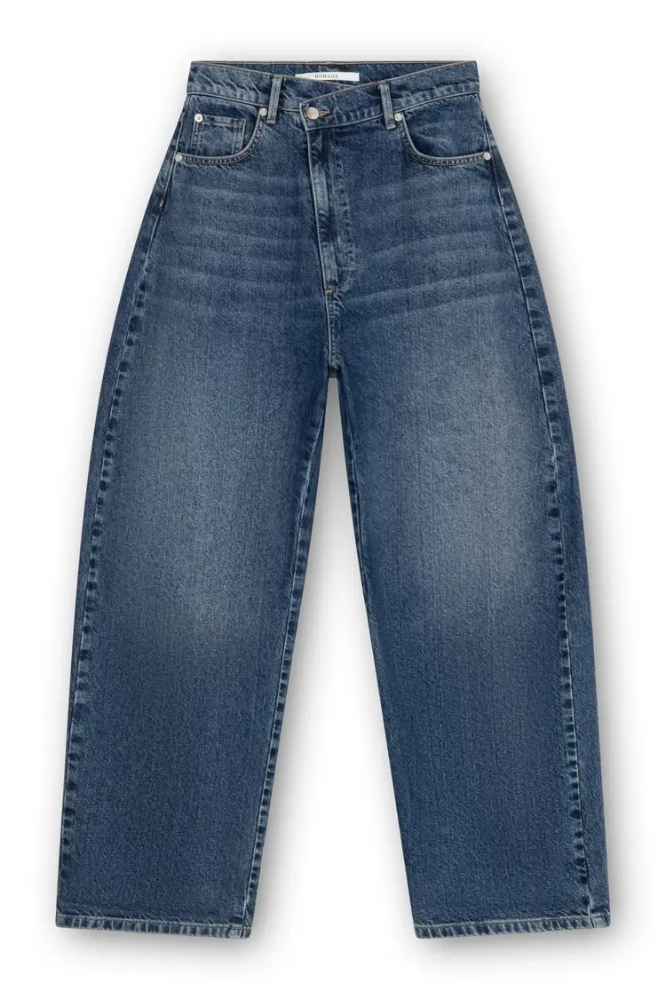 Homage Dean Curved Baggy With Slanted Fly - Dark Wash
