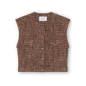 Homage Fitted Tweed Vest - Multi Brown