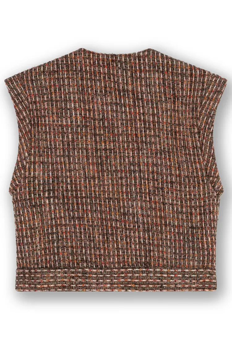 Homage Fitted Tweed Vest - Multi Brown