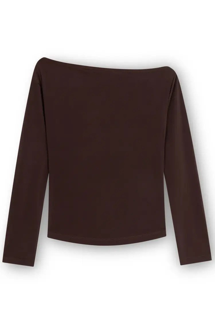 Homage Off Shoulder Top With Pleats - Brown