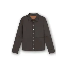 Homage Fitted Blouse With Leather Coating - Brown Coasted