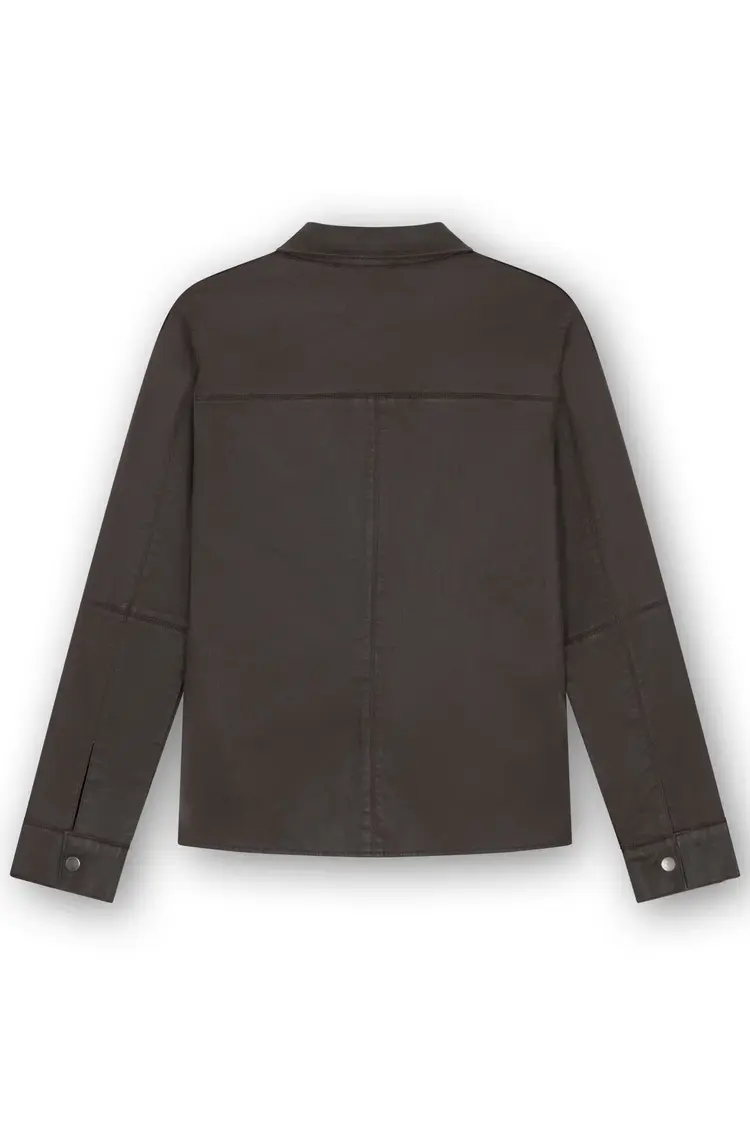 Homage Fitted Blouse With Leather Coating - Brown Coasted
