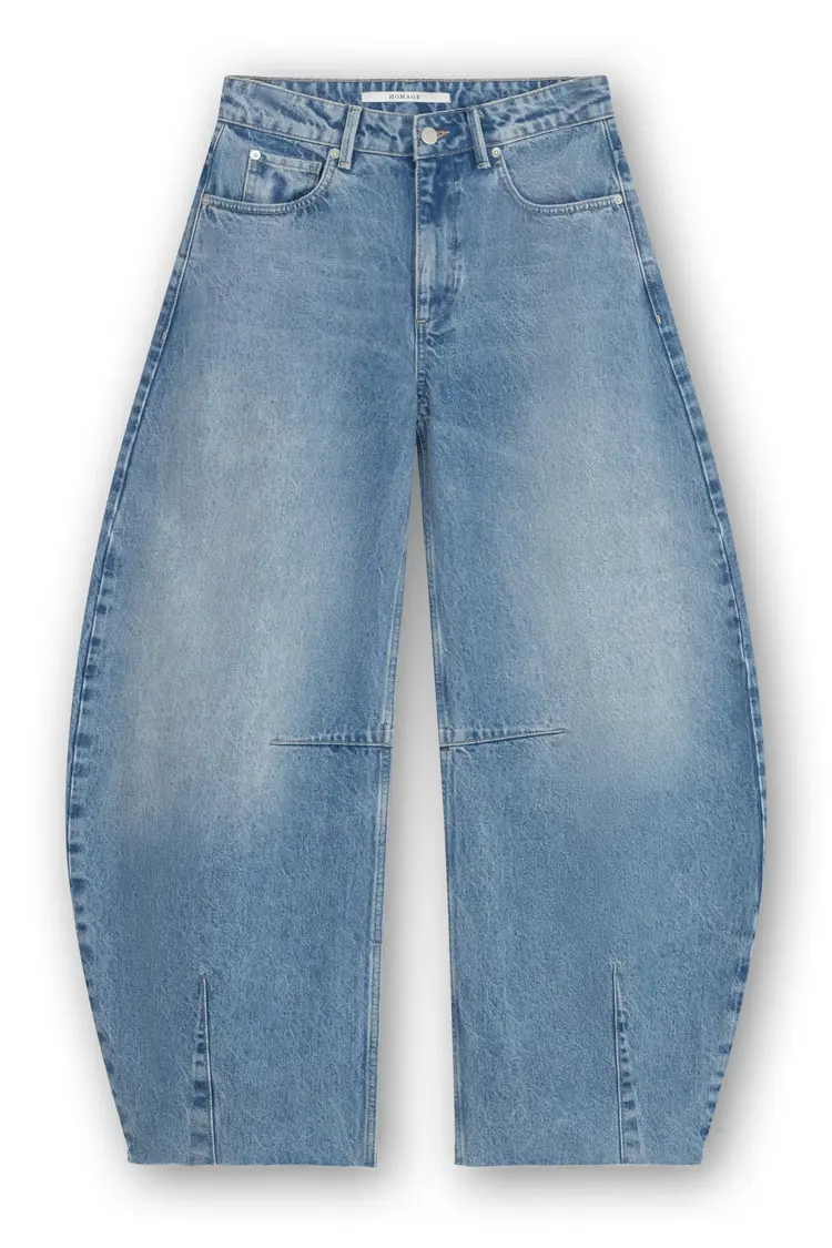 Homage Jimi Mid Waist Barrel Jeans with Darts - Vintage Wash