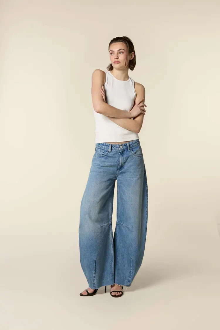 Homage Jimi Mid Waist Barrel Jeans with Darts - Vintage Wash