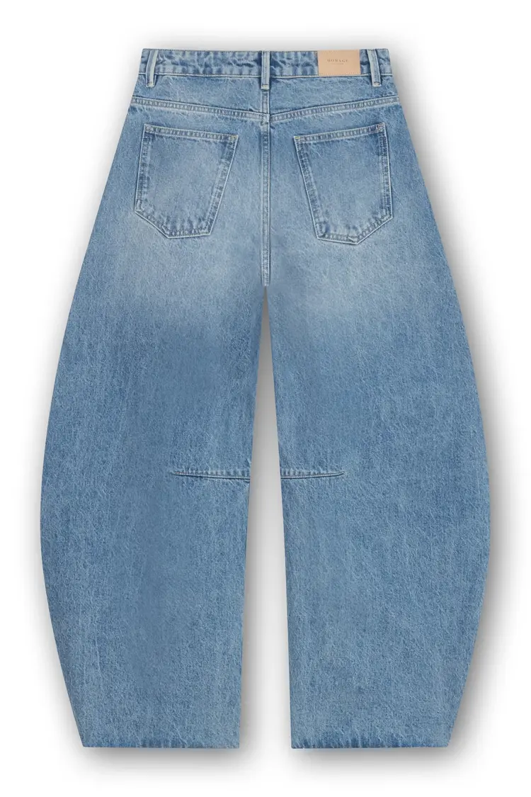 Homage Jimi Mid Waist Barrel Jeans with Darts - Vintage Wash