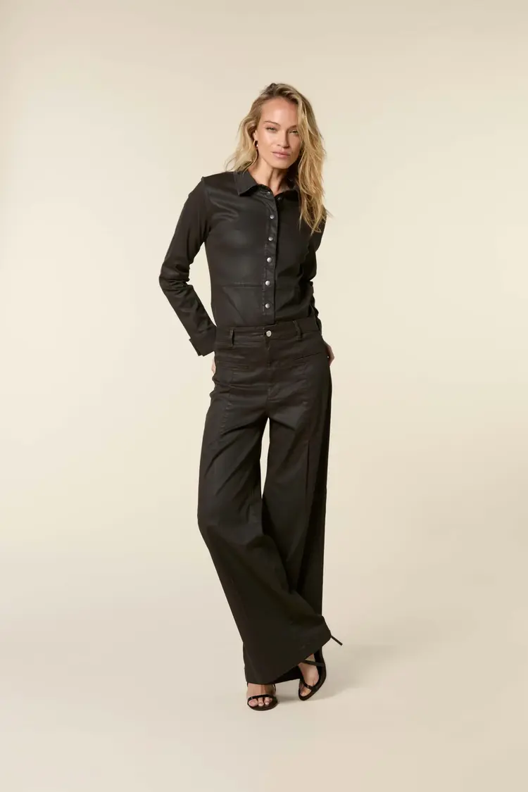 Homage Tailored Jeans With Leather Coating - Brown Coasted