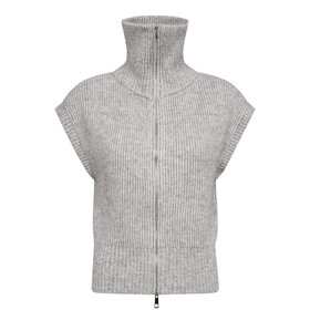 Co'Couture Row Zip Knit Vest - Grey Melange
