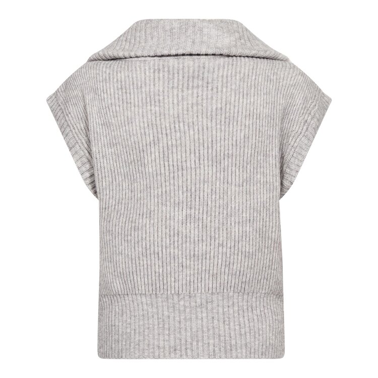 Co'Couture Row Zip Knit Vest - Grey Melange