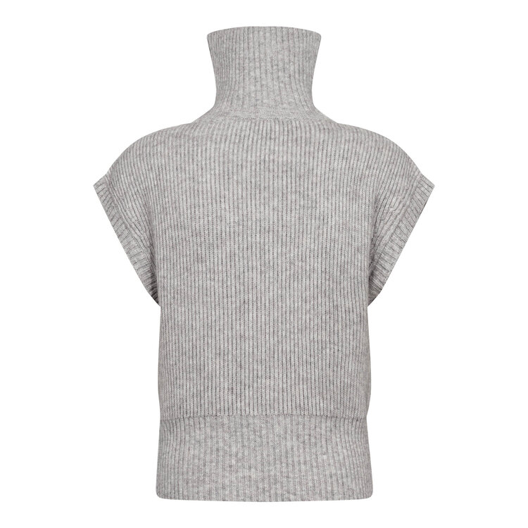 Co'Couture Row Zip Knit Vest - Grey Melange