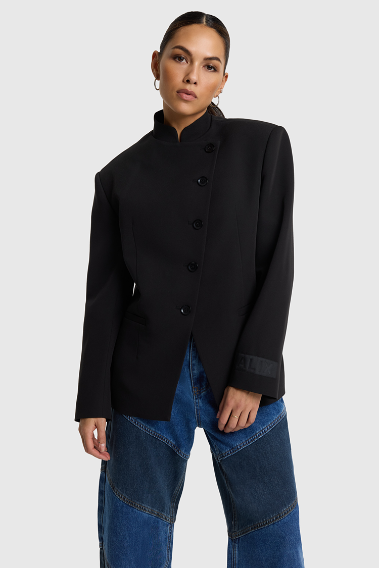 Alix the label Woven Militaire Blazer - Black