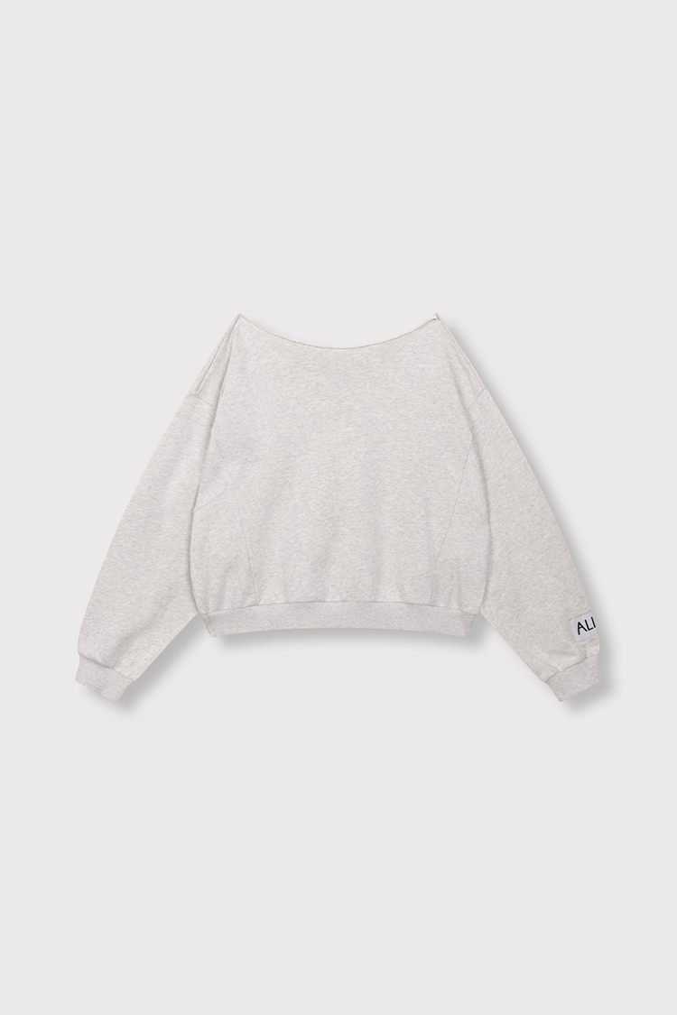 Alix the label Knitted Badwing Sweater - Light Grey Melange