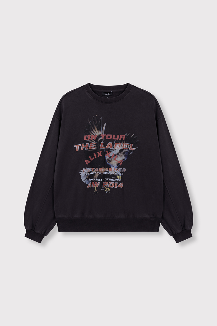 Alix the label Knitted Eagle Sweater - Charcoal Grey
