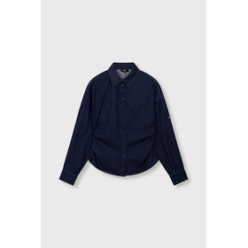 Alix the label Woven Fitted Waist Denim Blouse - Indigo Denim