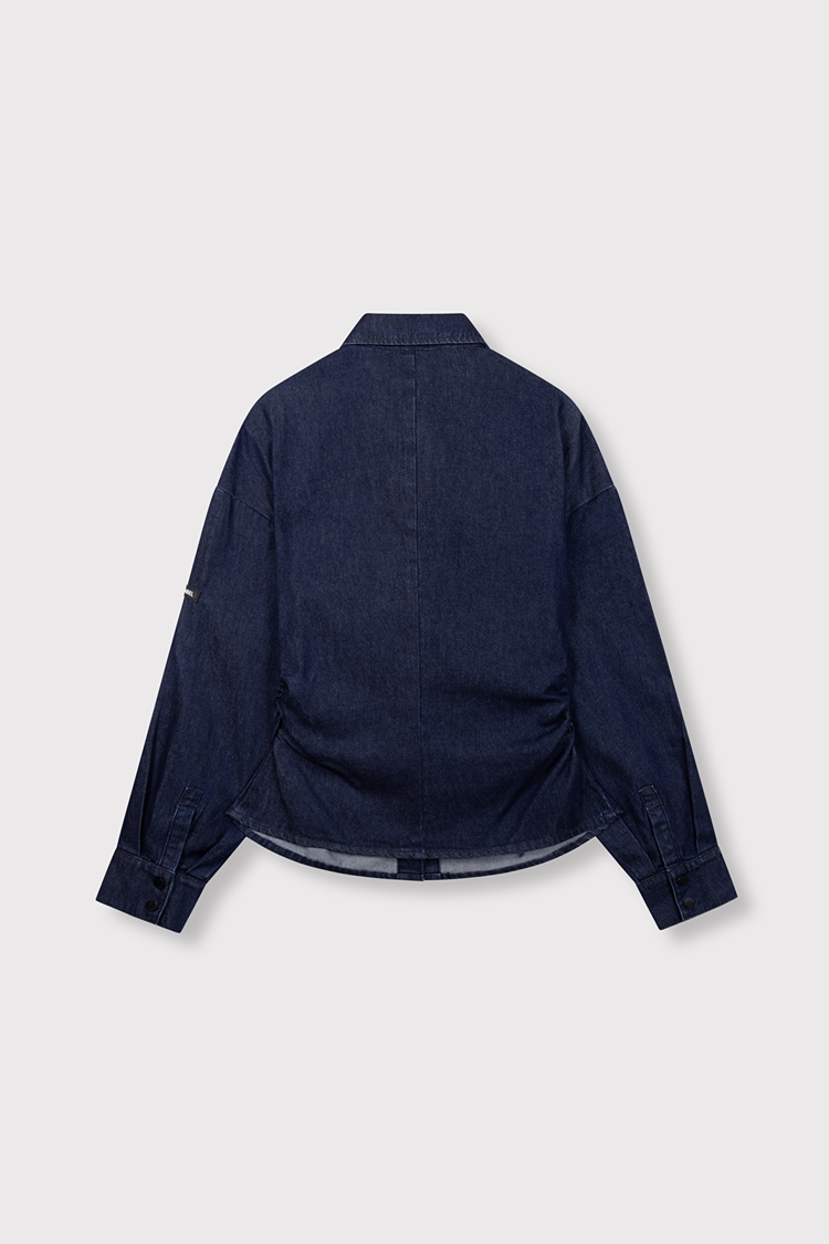 Alix the label Woven Fitted Waist Denim Blouse - Indigo Denim