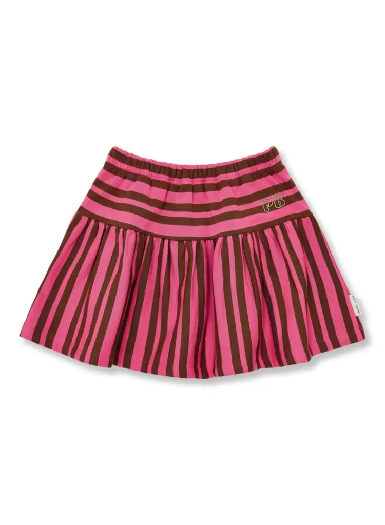 Petit Blush Mini Ruffle Skirt - Stripe Pink/Brown