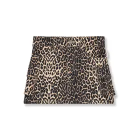 Petit Blush Denim Cargo Skirt - Leopard AOP