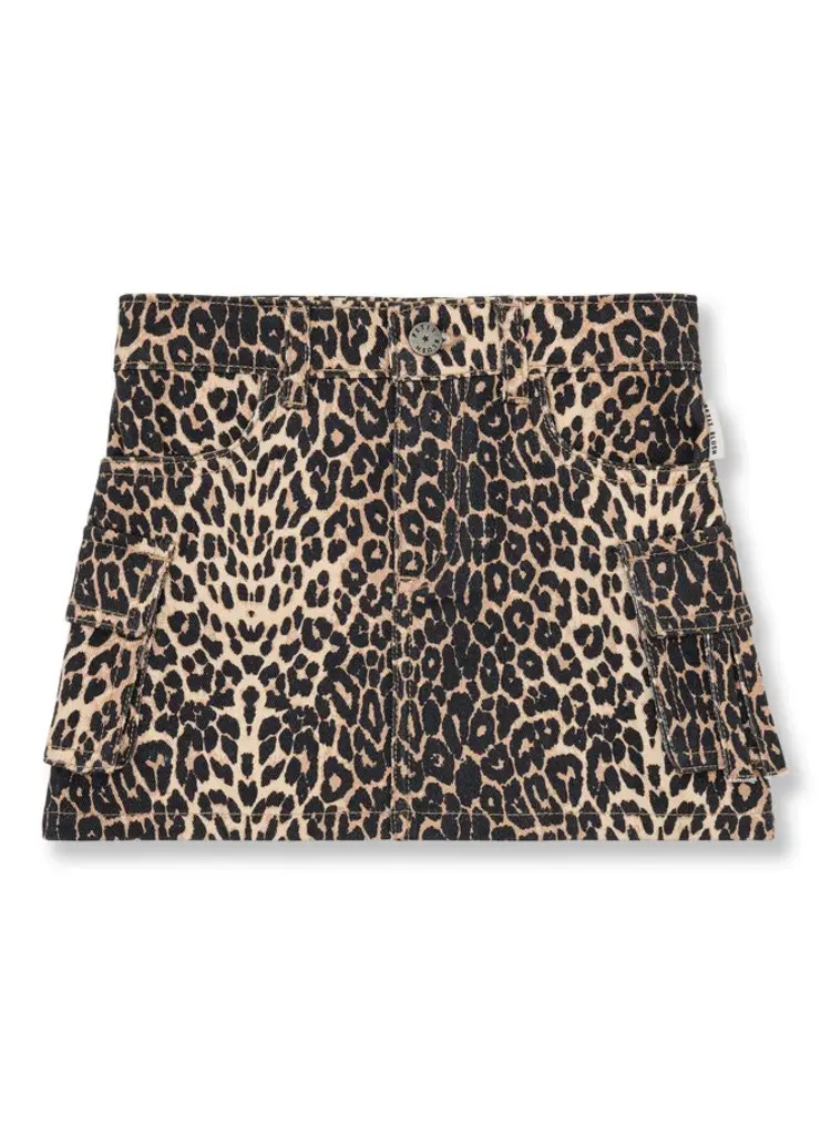 Petit Blush Denim Cargo Skirt - Leopard AOP