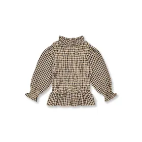 Petit Blush Flow Blouse - Check Beige/Blue