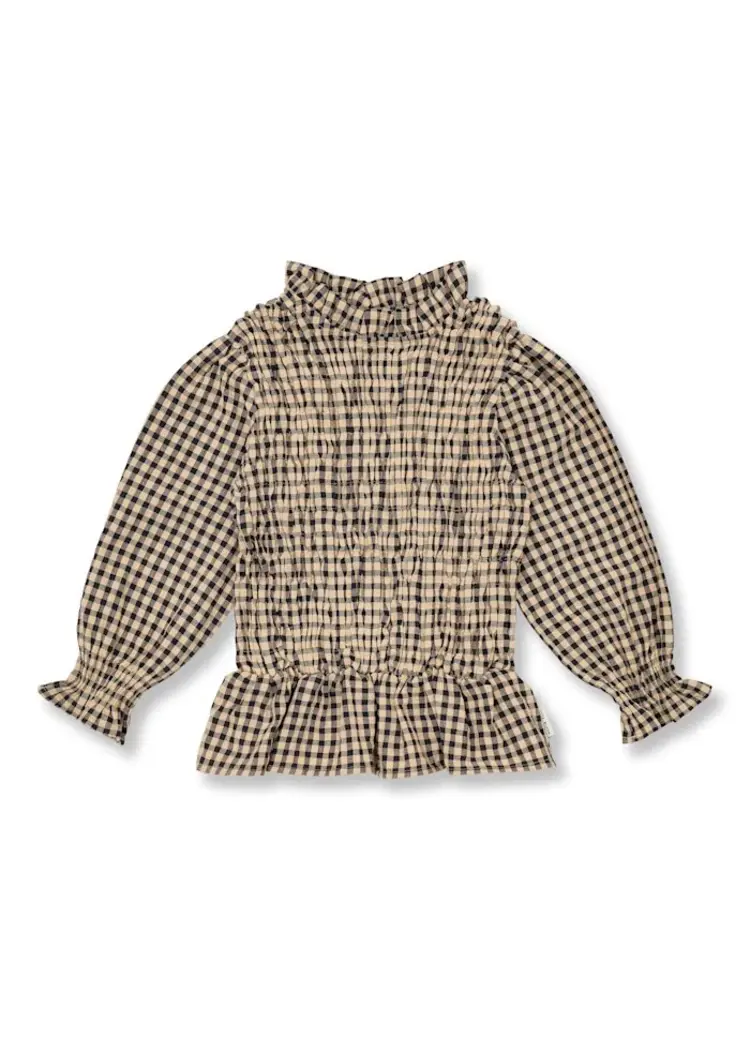 Petit Blush Flow Blouse - Check Beige/Blue