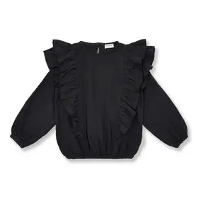 Petit Blush Romantic Ruffle Blouse - Dark Grey