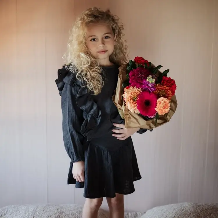 Petit Blush Romantic Ruffle Blouse - Dark Grey