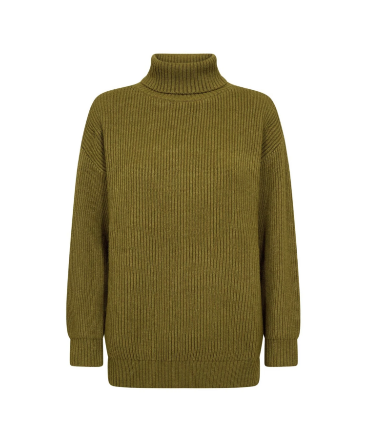 Co'Couture Row Rib Padded Roll Neck Knit - Fern Green