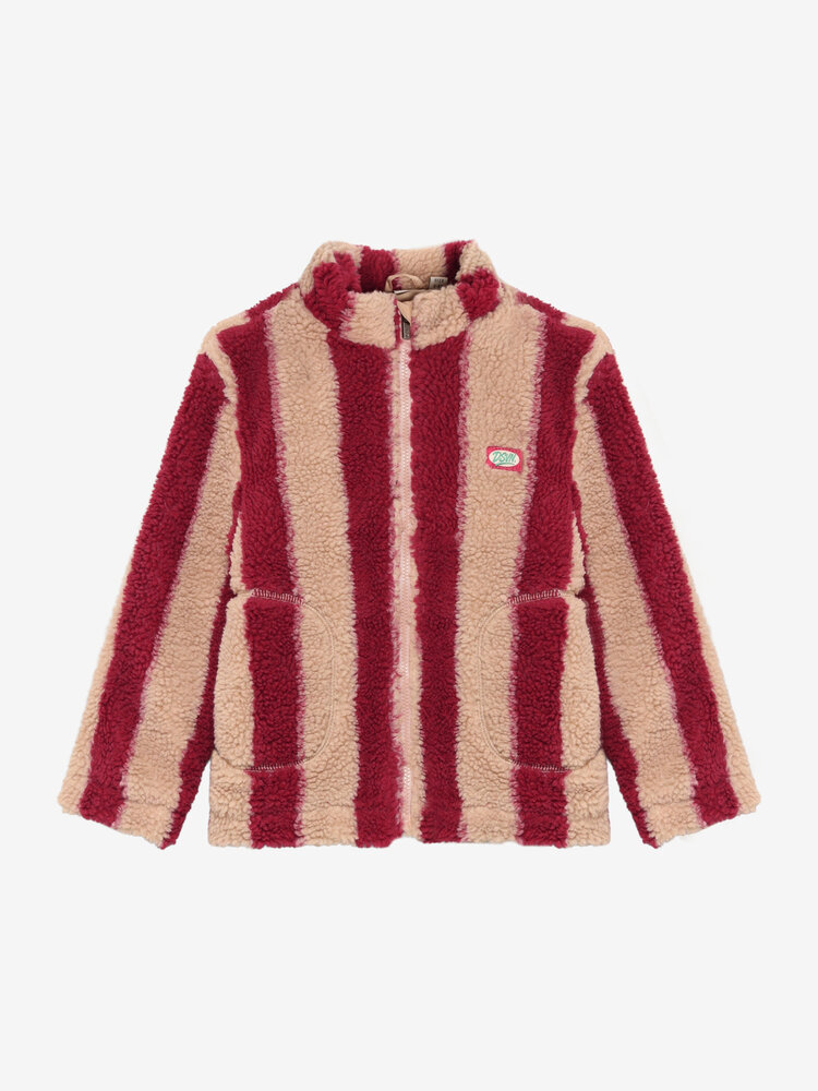 Daily7 Teddy Jacket Striped - Rythmic Red