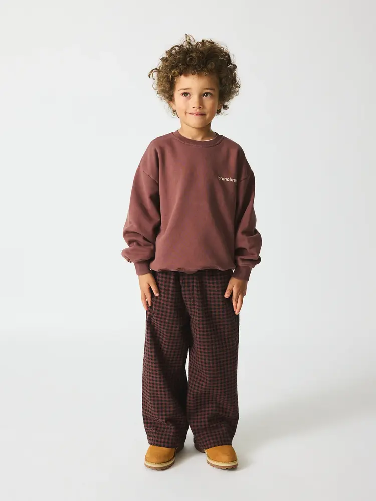 Brunobruno Francis Seersucker Pants - Marron Plum Check