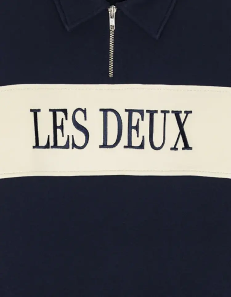 Les Deux Zipper Rugby Sweatshirt - Dark Navy Blue