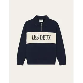 Les Deux Zipper Rugby Sweatshirt - Dark Navy Blue