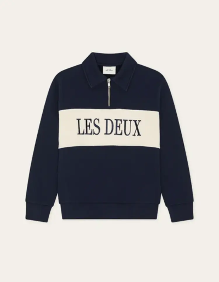 Les Deux Zipper Rugby Sweatshirt - Dark Navy Blue