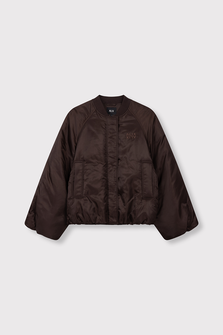 Alix the label Woven Nylon Jacket - deep brown