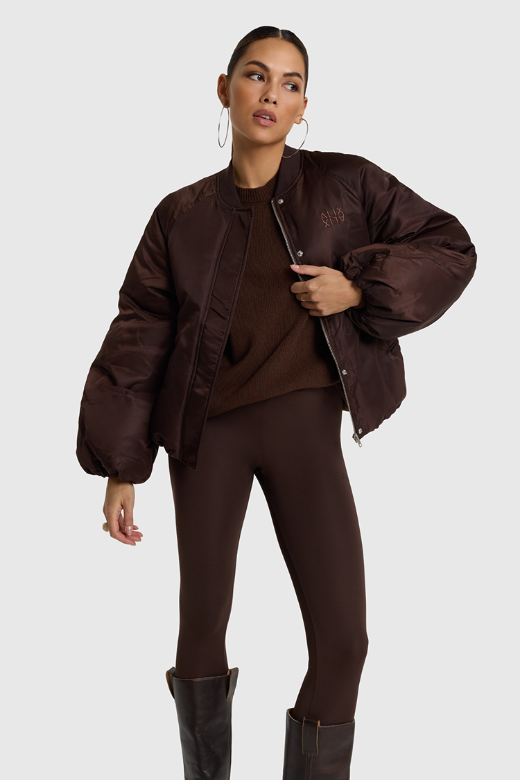 Alix the label Woven Nylon Jacket - deep brown