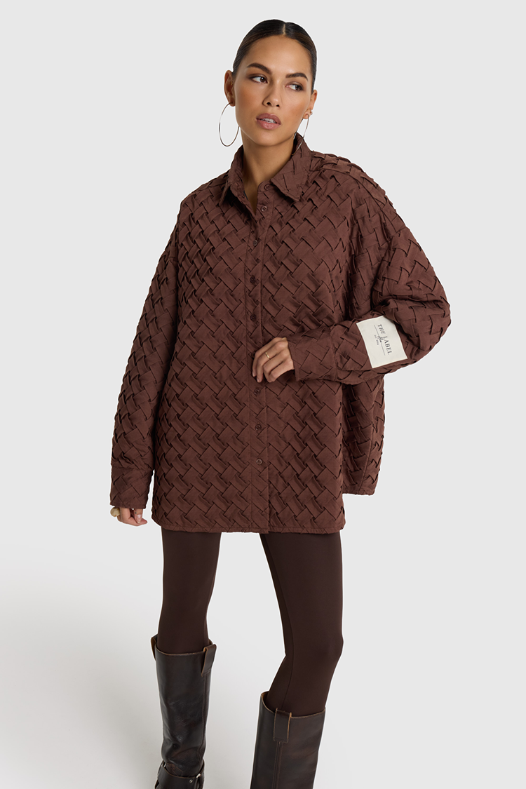 Alix the label Woven Pleated Blouse - warm brown