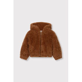 Alix the label Kids WovenFur Coat - Cognac
