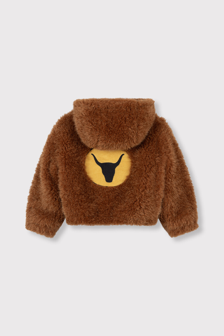 Alix the label Kids WovenFur Coat - Cognac