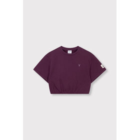 Alix the label Kids Knitted Cropped T-shirt - Aubergine