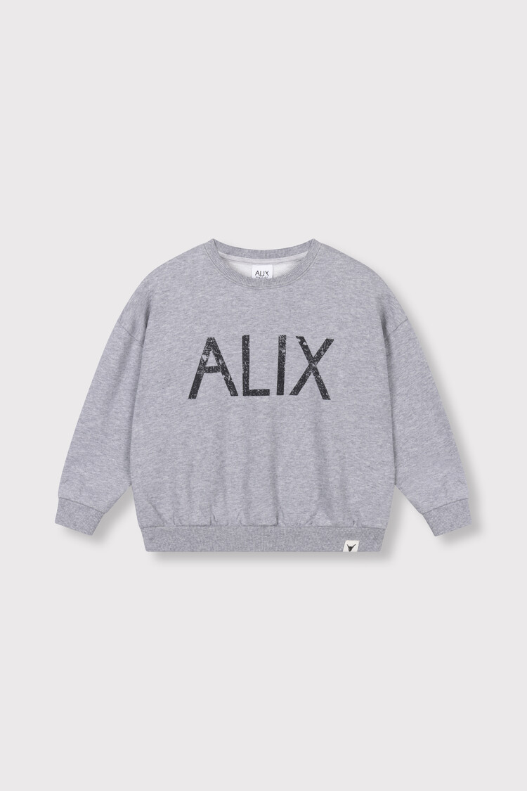 Alix the label Kids Knitted World Tour Sweater - Soft Grey Melange