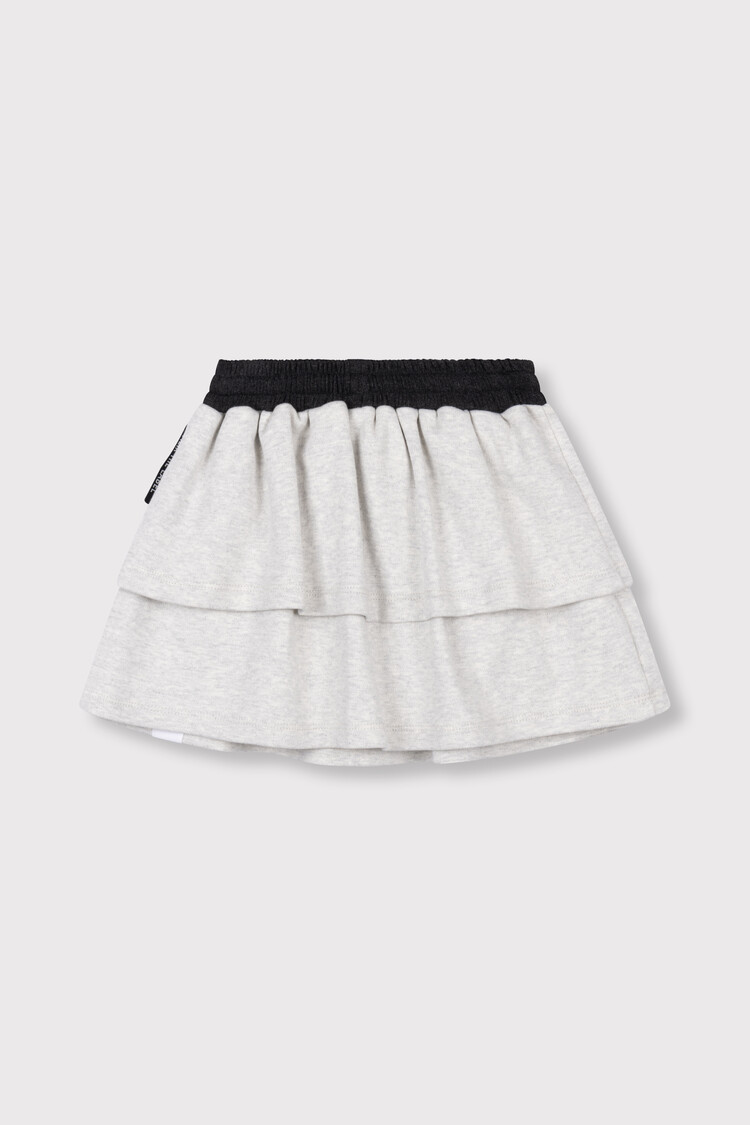 Alix the label Kids Knitted Ruffle Skirt - Light Grey Melange