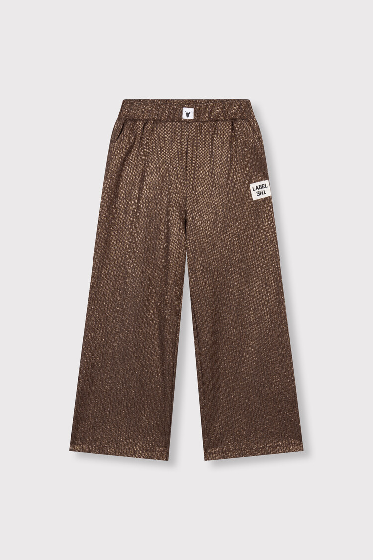 Alix the label Kids Knitted Shiny Wide Leg Pants - Warm Brown