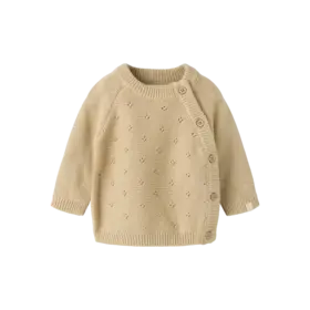 Lil'Atelier Baby Laguna wrap knit - White Pepper