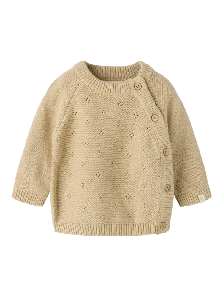 Lil'Atelier Baby Laguna wrap knit - White Pepper